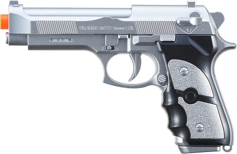 مجموعة مسدسات Goldenball Spring-Powered Bereta M9 Airsoft المكونة من قطعتين (فضي وأسود) - إطلاق النار بسرعة 180 إطارًا في الثانية in Saudi Arabia