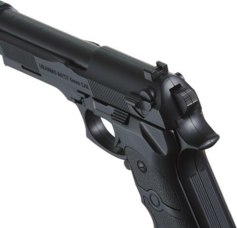 مجموعة مسدسات Goldenball Spring-Powered Bereta M9 Airsoft المكونة من قطعتين (فضي وأسود) - إطلاق النار بسرعة 180 إطارًا في الثانية in Saudi Arabia
