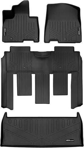 SMARTLINER Custom Fit Black 3 Row Floor Mat Liner Set Compatible with 2022-2025 Kia Carnival (Only Fits 7 Passenger Models. Fits SX Prestige with 2nd Row VIP Lounge Seats) in Saudi Arabia