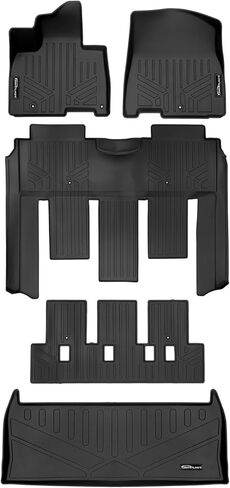 SMARTLINER Custom Fit Black 3 Row Floor Mat Liner Set Compatible with 2022-2025 Kia Carnival (Only Fits 7 Passenger Models. Fits SX Prestige with 2nd Row VIP Lounge Seats) in Saudi Arabia