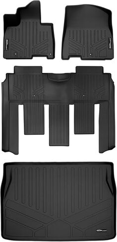 SMARTLINER Custom Fit Black 3 Row Floor Mat Liner Set Compatible with 2022-2025 Kia Carnival (Only Fits 7 Passenger Models. Fits SX Prestige with 2nd Row VIP Lounge Seats) in Saudi Arabia