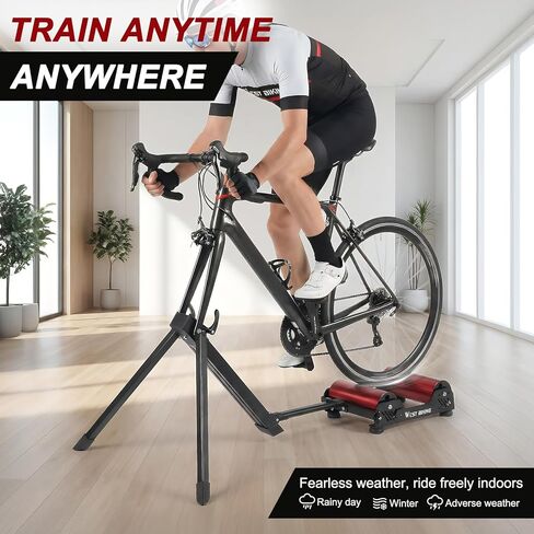 Portable Indoor/Outdoor Use Bike Trainer Roller Cycling Platform Progressive Resistance Fordable Fully Aluminum Alloy Lightweight Bicycle Cycling Trainer Roller for 16in to 29in Wheels in Kuwait
