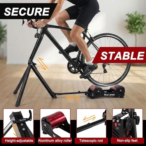 Portable Indoor/Outdoor Use Bike Trainer Roller Cycling Platform Progressive Resistance Fordable Fully Aluminum Alloy Lightweight Bicycle Cycling Trainer Roller for 16in to 29in Wheels in Kuwait