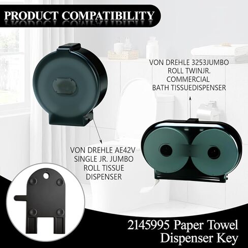 2145995 Dispenser Keys Compatible with Von-Drehle Center-Pull Paper Towel, for Jumbo Bath Tissue and Jum-bo Single Bath Tissue dispensers（3 PCS） in Kuwait