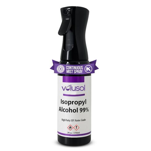 Volu-Sol 99% Isopropyl Alcohol Spray – Continuous Fine Mist Pure IPA 99% Rubbing Alcohol Spray Bottle – USP & Kosher Certified Formula for Electronics, Home & Industrial Use (24 Oz) in Kuwait