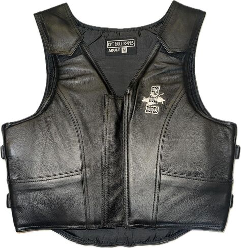 EPT Leather Bull Riding Vest - Black Leather EPT Brand - Adult Sizes in Kuwait