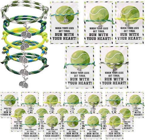 20 Set Tennis Gifts for Women Tennis Bracelets Adjustable Sport Braided Rope Racket Charm Jewelry Accessories with Inspirational Cards for Men Sports Lovers Team Coach Players in Saudi Arabia