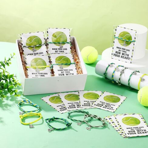 20 Set Tennis Gifts for Women Tennis Bracelets Adjustable Sport Braided Rope Racket Charm Jewelry Accessories with Inspirational Cards for Men Sports Lovers Team Coach Players in Saudi Arabia
