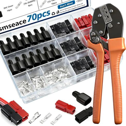 SMSEACE 105PCS موصلات الطاقة مع أداة العقدة 15/30/45 أمبير موصلات الطاقة مع غطاء PVC 1.5-6 مم مربع (20-10AWG) موصلات الطاقة السريعة موصلات مفصل سريع in Kuwait