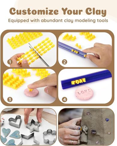 Pottery Kit,Air-Dry Clay Starter Kit for Beginners Clay Kit, Home Made Pottery Set, DIY Air-Dry Clay Kit, Pottery Kit w/Paint Set, Varnish, 10 Paint, Brushes, Sponge, Step Guide in Kuwait