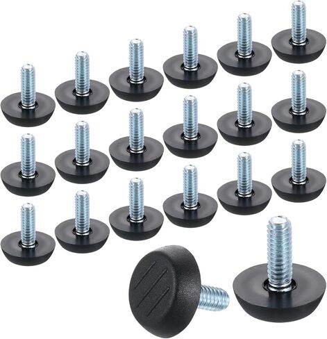uxcell 30Pcs Adjustable Furniture Feet, 1/4"-18 Thread Galvanized Iron Screw Foot Levelers Screw on Furniture Glide Leveling for Table, Chair, Furniture Legs (Black) in Saudi Arabia