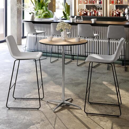 طاولة كوكتيل مستديرة من Flash Furniture Lars مقاس 30 بوصة مع أعمدة مقاس 30 بوصة و42 بوصة، طاولة مستديرة بارتفاع قياسي أو بار قابلة للتعديل للمناسبات أو الاستخدام المنزلي، طبيعية in Saudi Arabia
