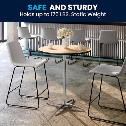 طاولة كوكتيل مستديرة من Flash Furniture Lars مقاس 30 بوصة مع أعمدة مقاس 30 بوصة و42 بوصة، طاولة مستديرة بارتفاع قياسي أو بار قابلة للتعديل للمناسبات أو الاستخدام المنزلي، طبيعية in Saudi Arabia
