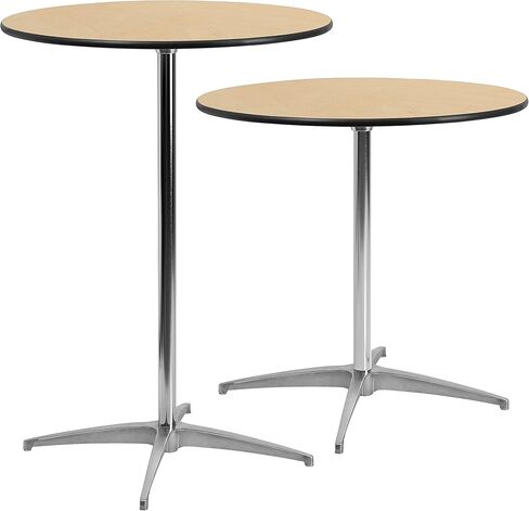 طاولة كوكتيل مستديرة من Flash Furniture Lars مقاس 30 بوصة مع أعمدة مقاس 30 بوصة و42 بوصة، طاولة مستديرة بارتفاع قياسي أو بار قابلة للتعديل للمناسبات أو الاستخدام المنزلي، طبيعية in Saudi Arabia