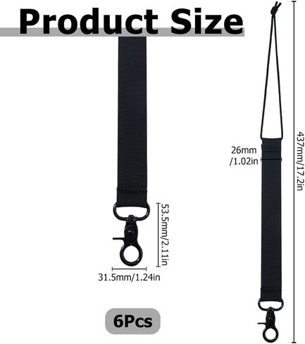 6Pcs Nylon Alloy Ski Board Strap Black Snowboard Binding Straps Snowboarding Short Leash Cord with Key Ring Snowboard Leash Cord for Men & Women in Saudi Arabia