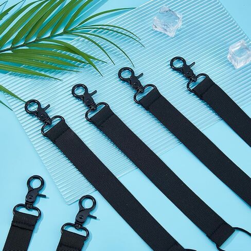 6Pcs Nylon Alloy Ski Board Strap Black Snowboard Binding Straps Snowboarding Short Leash Cord with Key Ring Snowboard Leash Cord for Men & Women in Saudi Arabia