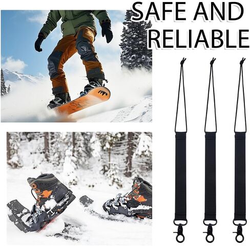 6Pcs Nylon Alloy Ski Board Strap Black Snowboard Binding Straps Snowboarding Short Leash Cord with Key Ring Snowboard Leash Cord for Men & Women in Saudi Arabia