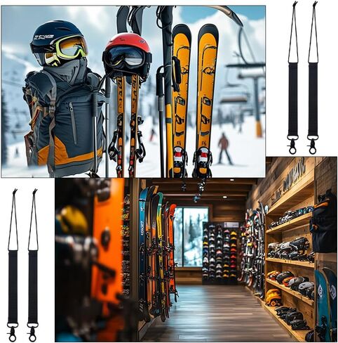 6Pcs Nylon Alloy Ski Board Strap Black Snowboard Binding Straps Snowboarding Short Leash Cord with Key Ring Snowboard Leash Cord for Men & Women in Saudi Arabia
