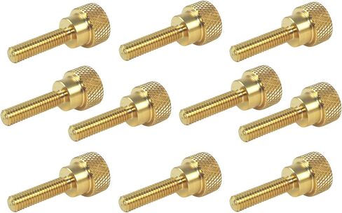 10 Pack 10-32 x 3/4 Inch Threads Solid Brass Diamond Knurled Thumb Screws Knobs with Straight Shoulders Right-Hand Threads SAE Flat Tip Uncoated (10-32 x 3/4 inch Long Threads) in Saudi Arabia