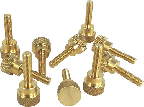 10 Pack 10-32 x 3/4 Inch Threads Solid Brass Diamond Knurled Thumb Screws Knobs with Straight Shoulders Right-Hand Threads SAE Flat Tip Uncoated (10-32 x 3/4 inch Long Threads) in Saudi Arabia