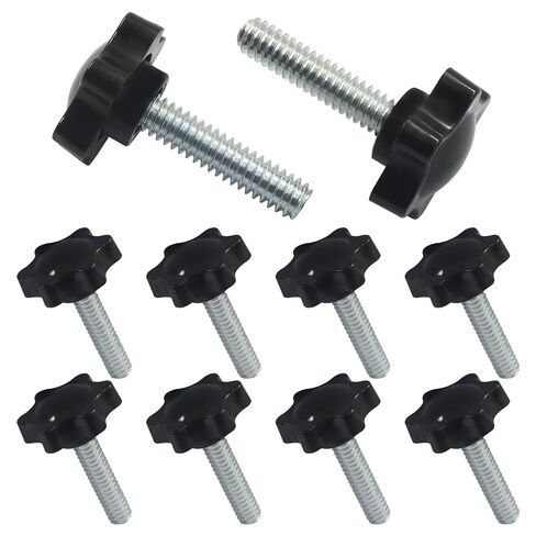 10 قطع 1/4 بوصة - 20 × 1 صواميل إبهام ملولبة، مسامير إبهام مخرشة، مقابض بلاستيكية سوداء، براغي تثبيت لاستبدال قاعدة المظلة in Kuwait