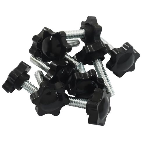 10 قطع 1/4 بوصة - 20 × 1 صواميل إبهام ملولبة، مسامير إبهام مخرشة، مقابض بلاستيكية سوداء، براغي تثبيت لاستبدال قاعدة المظلة in Kuwait