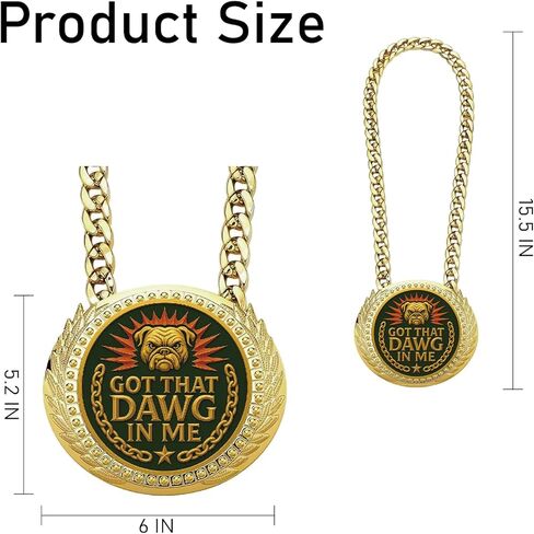 حصلت على ميدالية Dawg in Me Turnover Chain - قلادة جوائز رياضية كبيرة مقاس 6 بوصات لأفضل لاعبي كرة القدم، ومسابقات الفريق، وجوائز يوم اللعبة ومفضلات الحفلات in Kuwait