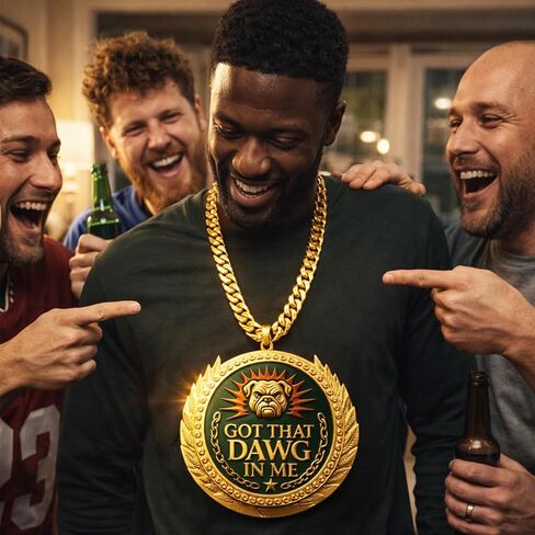 حصلت على ميدالية Dawg in Me Turnover Chain - قلادة جوائز رياضية كبيرة مقاس 6 بوصات لأفضل لاعبي كرة القدم، ومسابقات الفريق، وجوائز يوم اللعبة ومفضلات الحفلات in Kuwait
