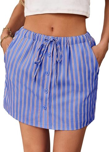 Fisoew Womens Summer Mini Varts Mini Varts Casual Draphstring مرنة الزر Cute Y2K Skorts skorts in Saudi Arabia