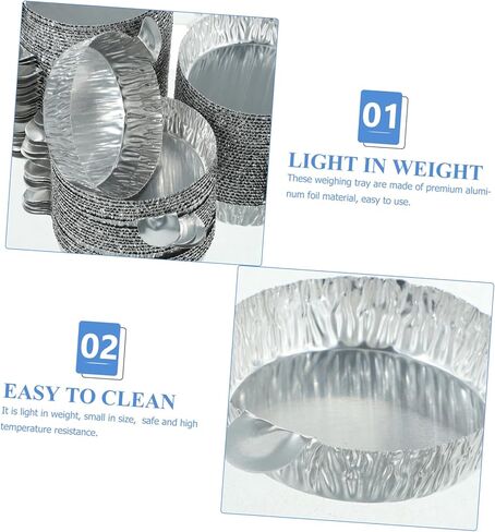 IMIKEYA 100pcs Aluminum Foil Weighing Trays Handle for Weighing Dispensing Food Processing Lightweight Aluminum Pans in Saudi Arabia
