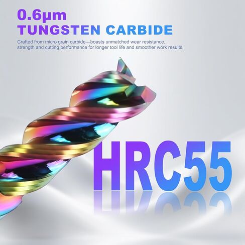 DLC Carbide Square End Mill 1/4 Shank for Aluminum & Copper, 3 Flute, HRC 55 Deg, High Feed U-Type Design CNC End Mill Set for Roughing and Finishing, 3/4" LOC, 2" OAL, Pack of 2 in Saudi Arabia