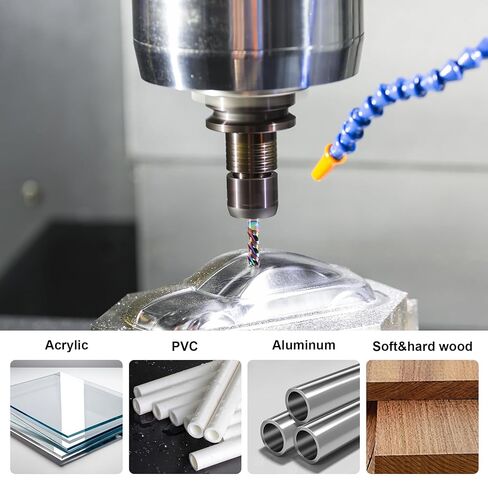 DLC Carbide Square End Mill 1/4 Shank for Aluminum & Copper, 3 Flute, HRC 55 Deg, High Feed U-Type Design CNC End Mill Set for Roughing and Finishing, 3/4" LOC, 2" OAL, Pack of 2 in Saudi Arabia