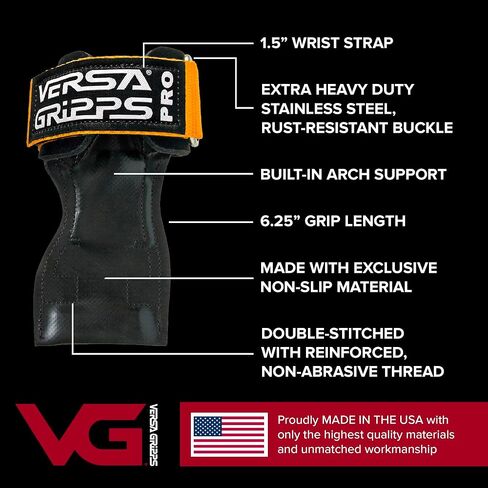 Versa Gripps Pro, Made in USA, Wrist Straps for Weightlifting Alternative, Best Training Accessory, XL, Black in Kuwait