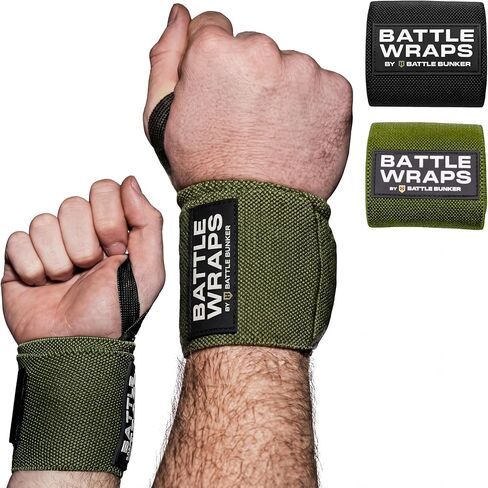 أغطية المعصم من Battle Bunker - أحزمة معصم رياضية ممتازة للحصول على أقصى قدر من الدعم والراحة أثناء الرفع - أحزمة معصم لرفع الأثقال لتعزيز التحكم والثبات - مصممة للثقة والقوة in Saudi Arabia