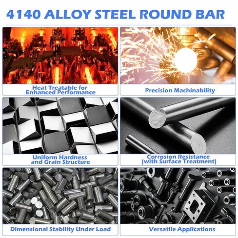 قضيب دائري من سبائك الفولاذ LAJIAOZ 4140 - قطر 1.5 بوصة × طول 36 بوصة، تشطيب بارد، صلب، تشطيب مطحنة غير مصقول، ASTM A108 - قضيب فولاذي كرومولي عالي القوة للتطبيقات الصناعية in Kuwait