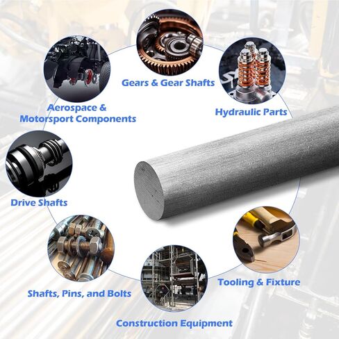 قضيب دائري من سبائك الفولاذ LAJIAOZ 4140 - قطر 1.5 بوصة × طول 36 بوصة، تشطيب بارد، صلب، تشطيب مطحنة غير مصقول، ASTM A108 - قضيب فولاذي كرومولي عالي القوة للتطبيقات الصناعية in Kuwait