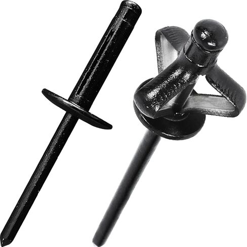 100 قطعة من المسامير ثلاثية الطي، مسامير عمياء قابلة للطي من سبائك الألومنيوم، مسامير برشام متفجرة ثلاثية الطي للمواد الناعمة أو البلاستيكية، مسامير ذات قبضة ثلاثية (أسود، 3/16 بوصة × 3/4 بوصة رأس كبير: 5/8 بوصة (16 مم)) in Kuwait