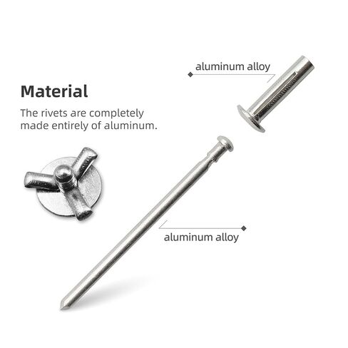 100 قطعة من المسامير ثلاثية الطي، مسامير عمياء قابلة للطي من سبائك الألومنيوم، مسامير برشام متفجرة ثلاثية الطي للمواد الناعمة أو البلاستيكية، مسامير ذات قبضة ثلاثية (أسود، 3/16 بوصة × 3/4 بوصة رأس كبير: 5/8 بوصة (16 مم)) in Kuwait