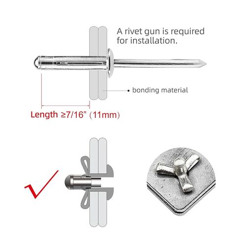 100 قطعة من المسامير ثلاثية الطي، مسامير عمياء قابلة للطي من سبائك الألومنيوم، مسامير برشام متفجرة ثلاثية الطي للمواد الناعمة أو البلاستيكية، مسامير ذات قبضة ثلاثية (أسود، 3/16 بوصة × 3/4 بوصة رأس كبير: 5/8 بوصة (16 مم)) in Kuwait