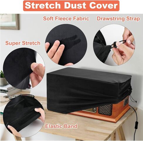 TXEsign Record Player Dust Cover Compatible with Victrola Nostalgic 6-in-1/Nostalgic 7-in-1/Nostalgic 8-in-1 Record Player, Stretch Dust Case Turntable Protective Cover with Drawstring Strap in Saudi Arabia