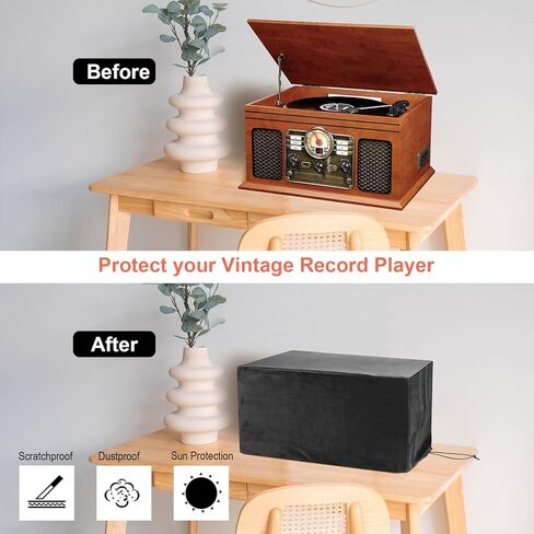 TXEsign Record Player Dust Cover Compatible with Victrola Nostalgic 6-in-1/Nostalgic 7-in-1/Nostalgic 8-in-1 Record Player, Stretch Dust Case Turntable Protective Cover with Drawstring Strap in Saudi Arabia