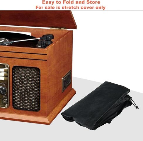 TXEsign Record Player Dust Cover Compatible with Victrola Nostalgic 6-in-1/Nostalgic 7-in-1/Nostalgic 8-in-1 Record Player, Stretch Dust Case Turntable Protective Cover with Drawstring Strap in Saudi Arabia
