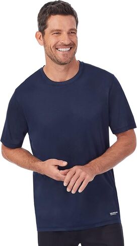 Cuddl Duds Sleepwear for Men Far-Infrared Enhance Moisture Wicking Short Sleeve Crewneck Pajama Shirt in Kuwait