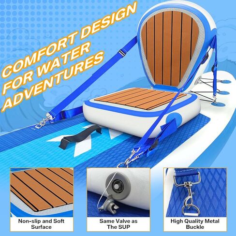 Inflatable Kayak Seat with Back Support, Universal Sturdy Paddle Board Seats for Sit on Top, Adjustable Blow Up Seat with Inflate Nozzle for Kayaking Canoeing Rafting in Kuwait