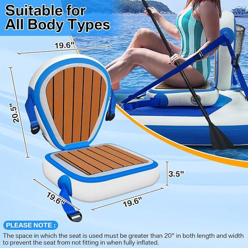 Inflatable Kayak Seat with Back Support, Universal Sturdy Paddle Board Seats for Sit on Top, Adjustable Blow Up Seat with Inflate Nozzle for Kayaking Canoeing Rafting in Kuwait