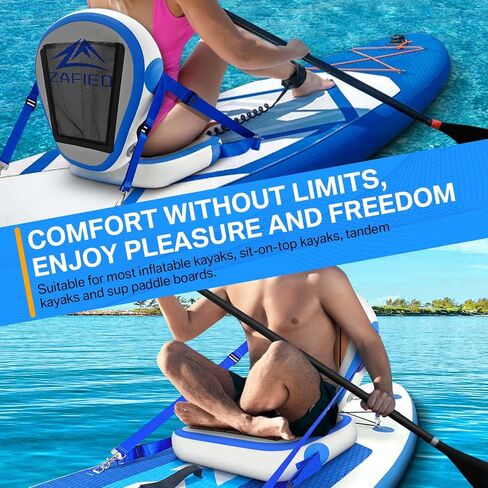 Inflatable Kayak Seat with Back Support, Universal Sturdy Paddle Board Seats for Sit on Top, Adjustable Blow Up Seat with Inflate Nozzle for Kayaking Canoeing Rafting in Kuwait