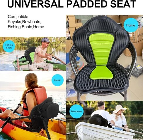 مقعد كاياك عالمي مع دعم عالي للظهر - مقعد زورق مبطن مع أشرطة قابلة للتعديل وحقيبة تخزين قابلة للفصل، ومسند ظهر مريح لصيد الأسماك والقوارب وألواح التجديف وزوارق الكاياك وSUPS in Kuwait
