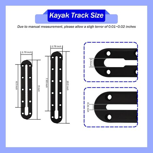 Kayak Track Mount 4 Pack — Dual-Length Set (2 x 9 10-Hole + 2 x 10.5 12-Hole) Low-Profile Kayak Rail Tracks for Rod Holders, Paddle Holders, Cup Holders, Cleats, Transducers in Kuwait