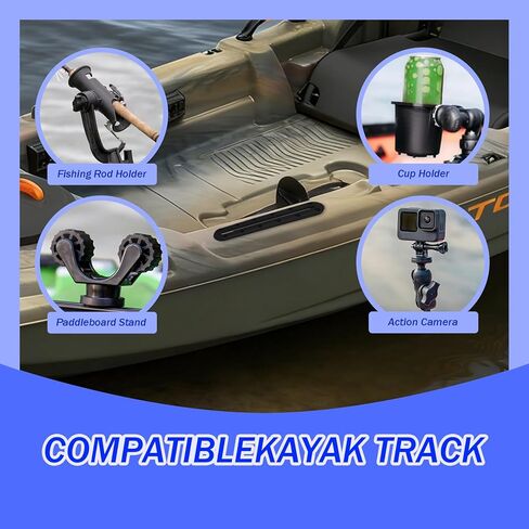 Kayak Track Mount 4 Pack — Dual-Length Set (2 x 9 10-Hole + 2 x 10.5 12-Hole) Low-Profile Kayak Rail Tracks for Rod Holders, Paddle Holders, Cup Holders, Cleats, Transducers in Kuwait