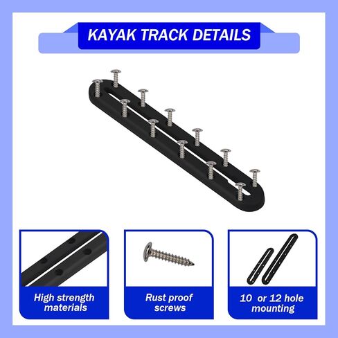 Kayak Track Mount 4 Pack — Dual-Length Set (2 x 9 10-Hole + 2 x 10.5 12-Hole) Low-Profile Kayak Rail Tracks for Rod Holders, Paddle Holders, Cup Holders, Cleats, Transducers in Kuwait
